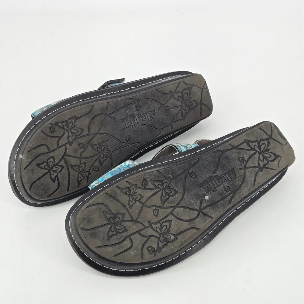 Alegria Verona Blue Floral Slingback Comfort Sandal Shoes Women Size 41 US 10